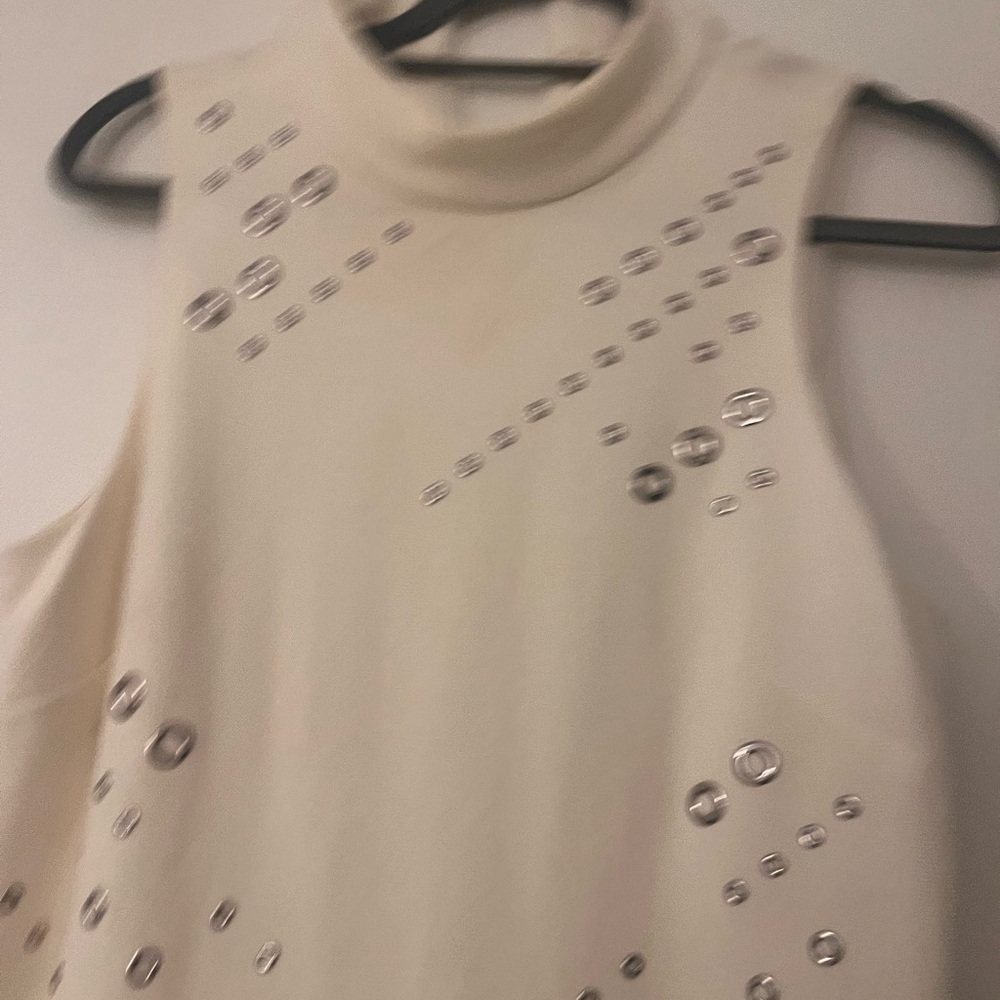 Cream Sleeveless Top with Silver Accents